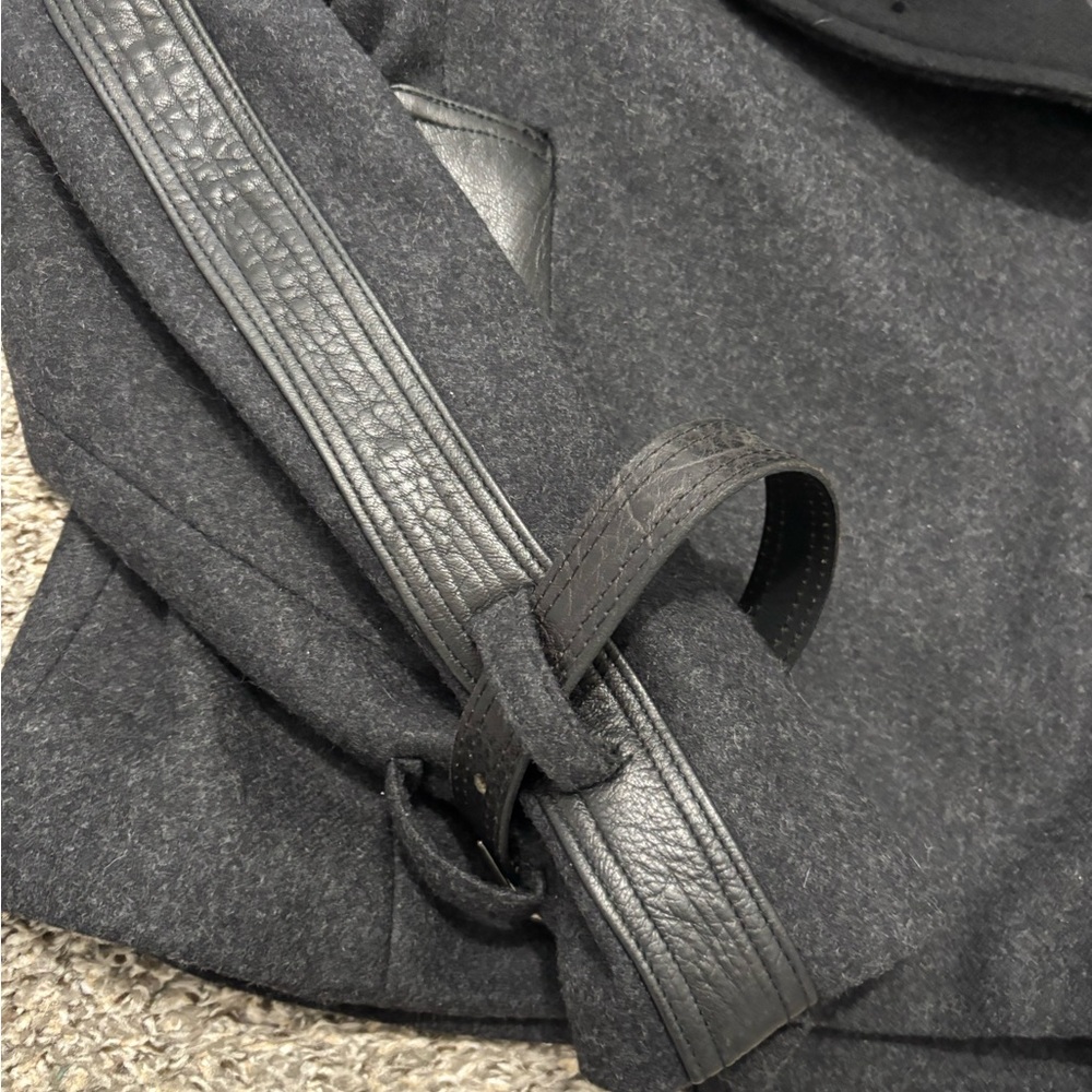 L.A.M.B. Virgin Wool with Leather Jacket Black Moto Biker Asymmetrical Size 6 - Picture 4 of 11